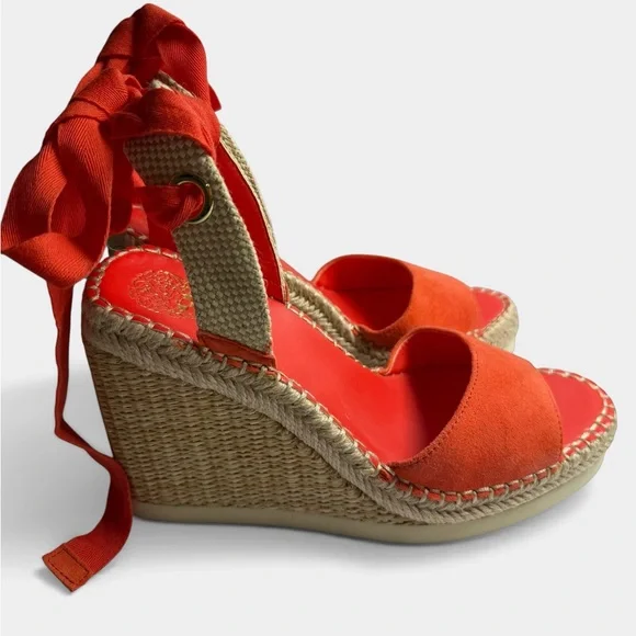 Vince Camuto Espadrille Wedge Sandals Lace Up Ankle Tie Size 8.5 Charity Listing - Picture 3 of 7
